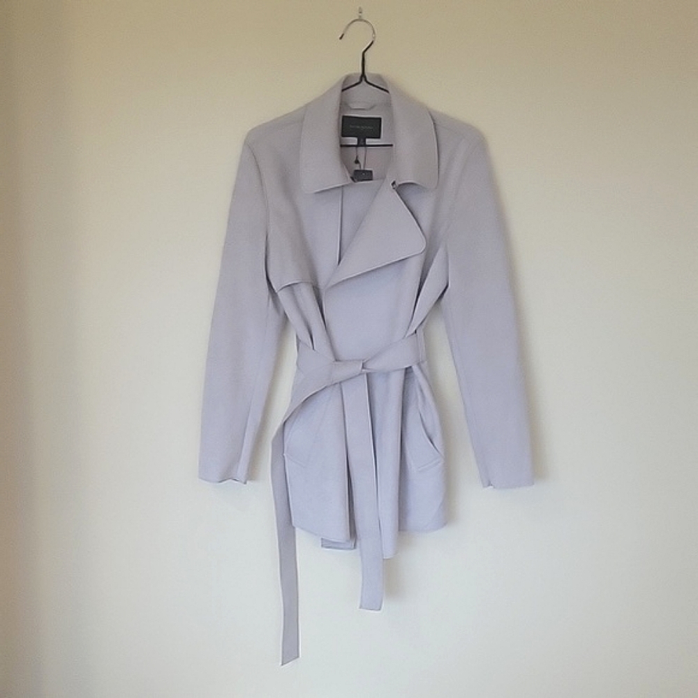 Vegan suede NWT belt tie waist trench coat